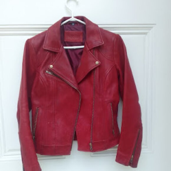 Betsy Womens Fashion Leather Jacket in Oxblood - Picture 2 of 5